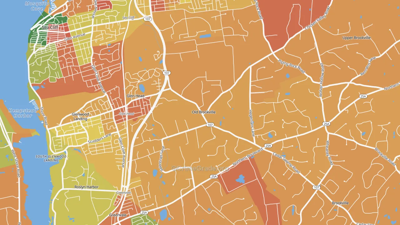 Old Brookville, NY Map of Burglary Rates