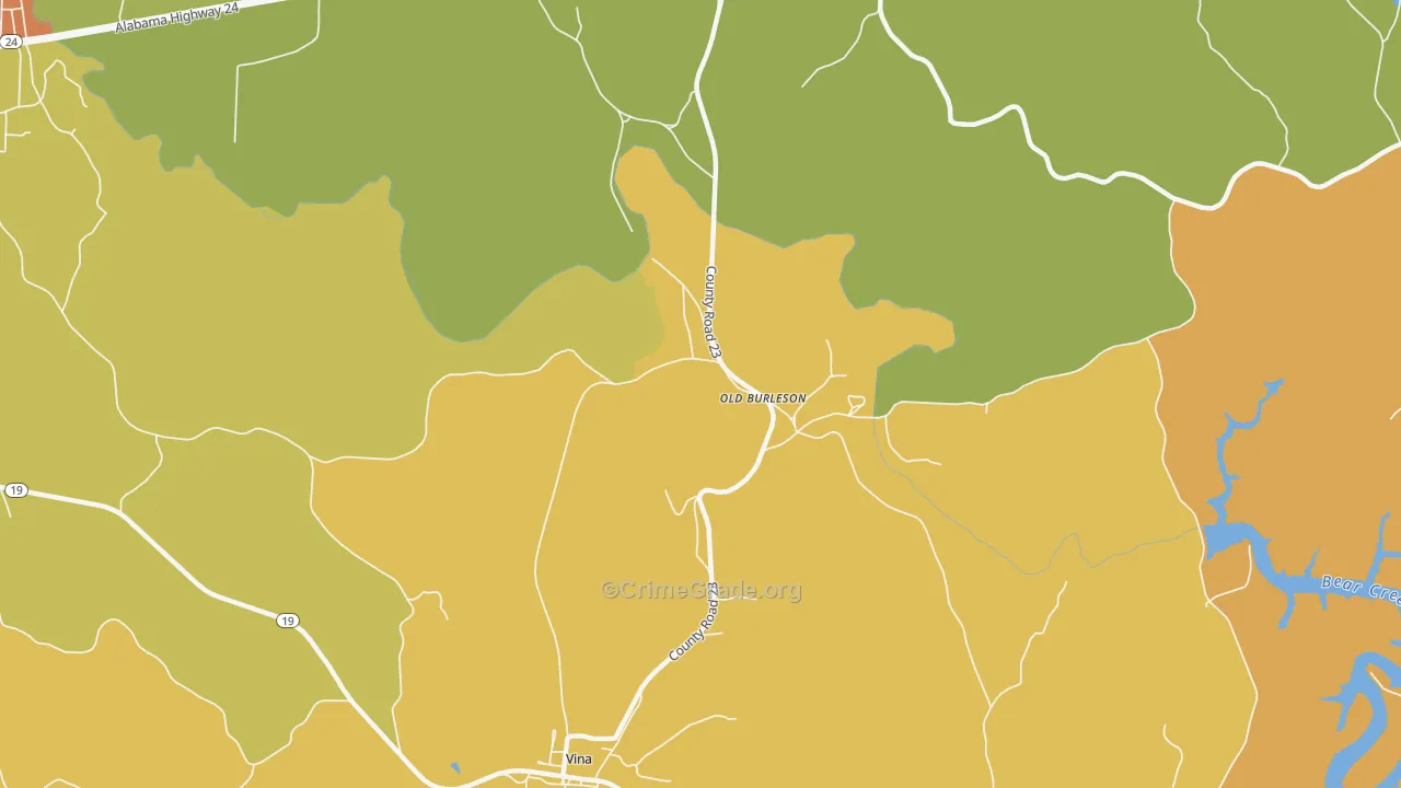 Old Burleson, AL Map of Burglary Rates