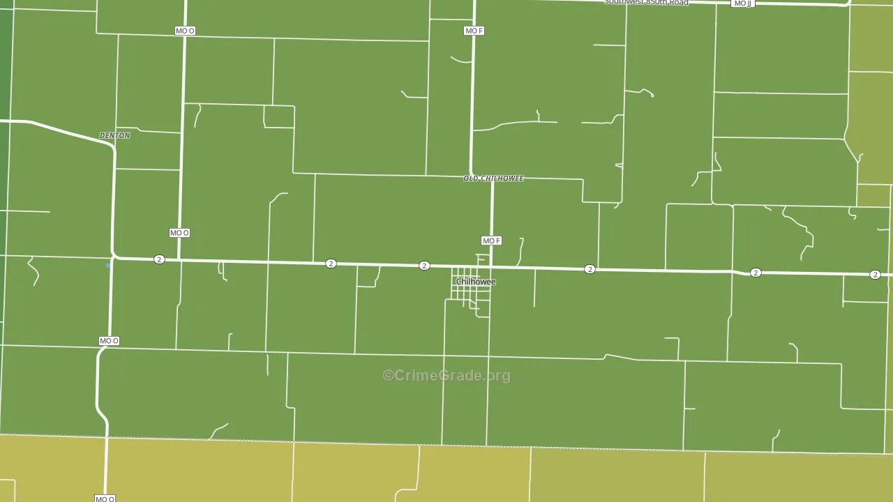 Old Chilhowee, MO Map of Burglary Rates
