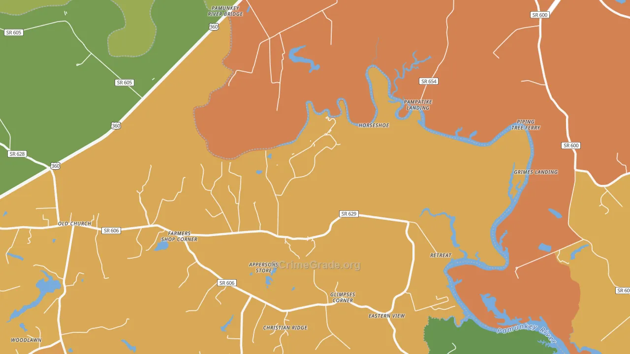 Old Church, VA Map of Burglary Rates