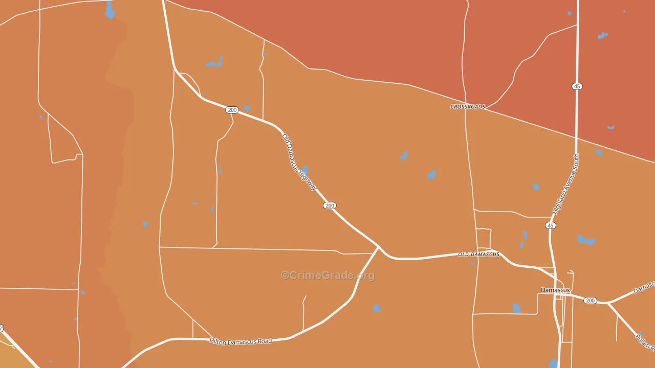 Old Damascus, GA Map of Burglary Rates