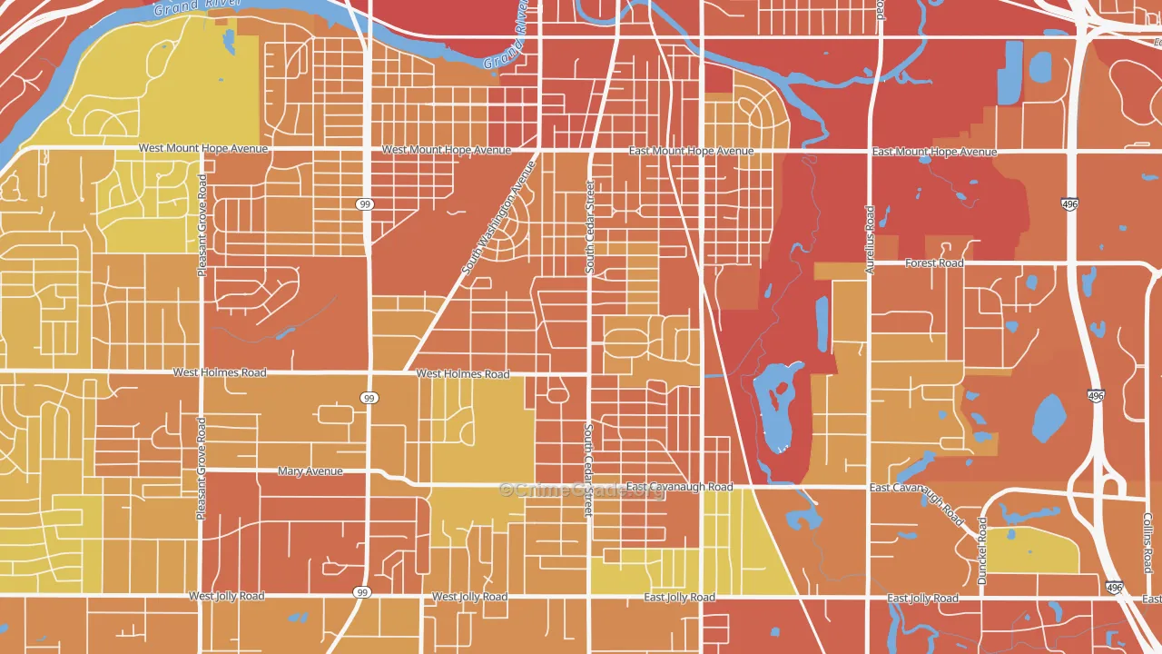 Old Everett, Lansing, MI Map of Burglary Rates