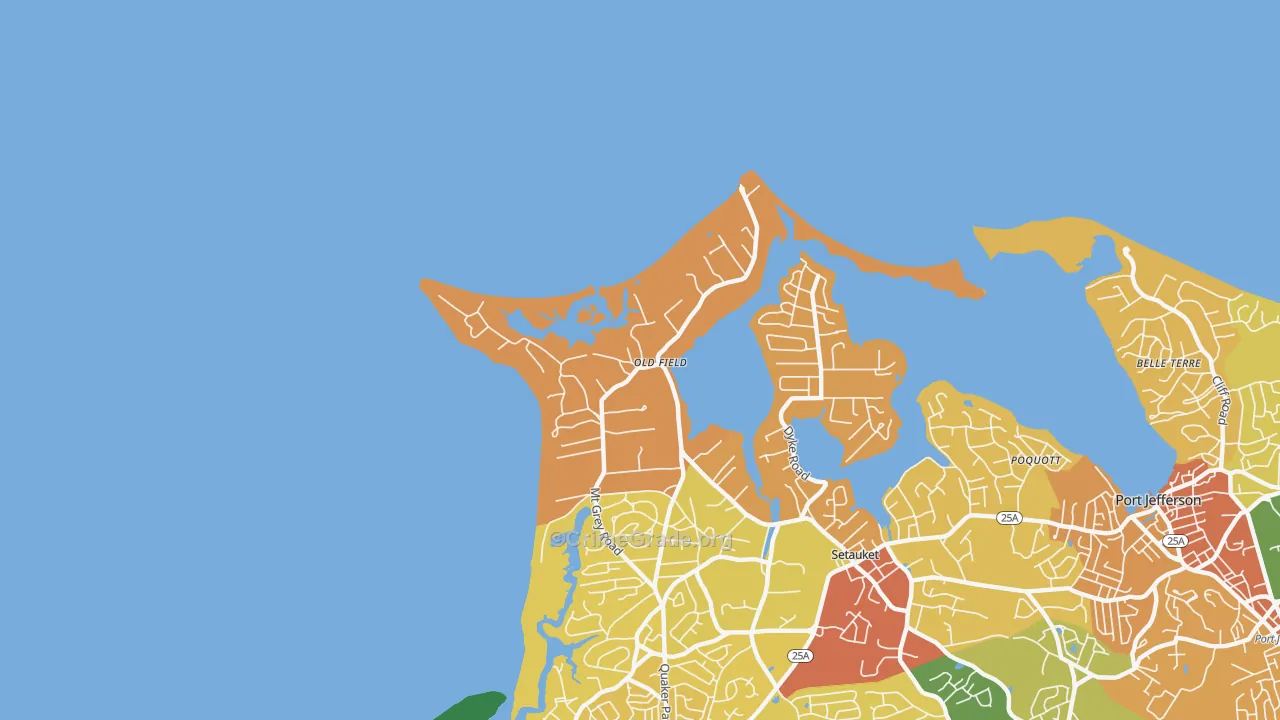Old Field, NY Map of Burglary Rates