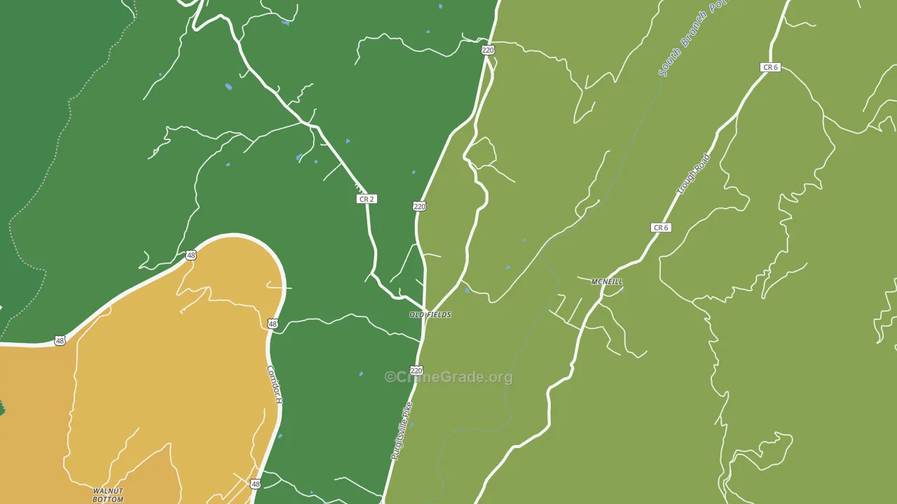 Old Fields, WV Map of Burglary Rates