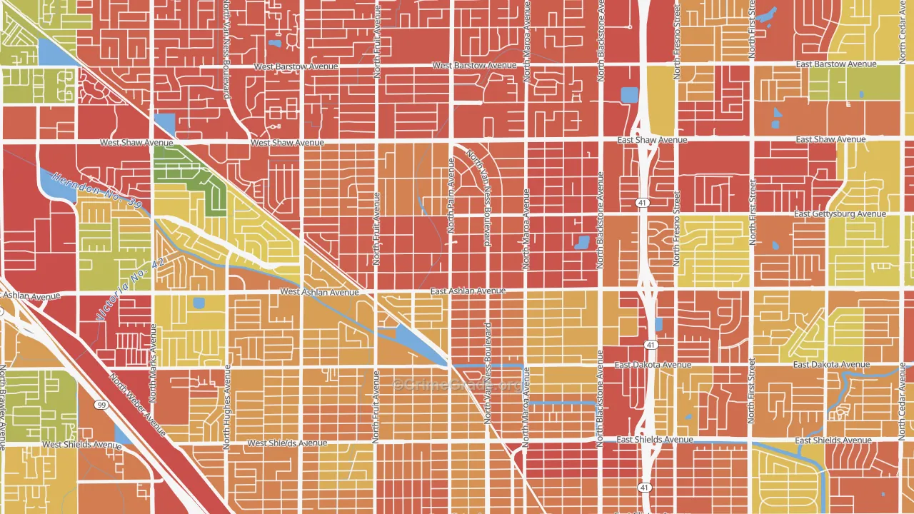 Old Fig Garden, CA Map of Burglary Rates