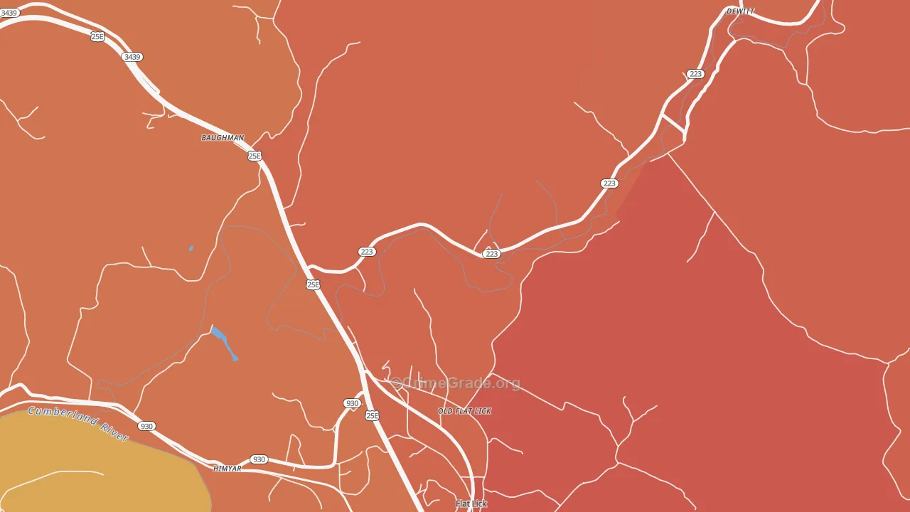 Old Flat Lick, KY Map of Burglary Rates