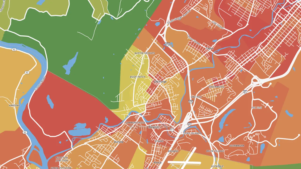 Old Forge, PA Map of Burglary Rates