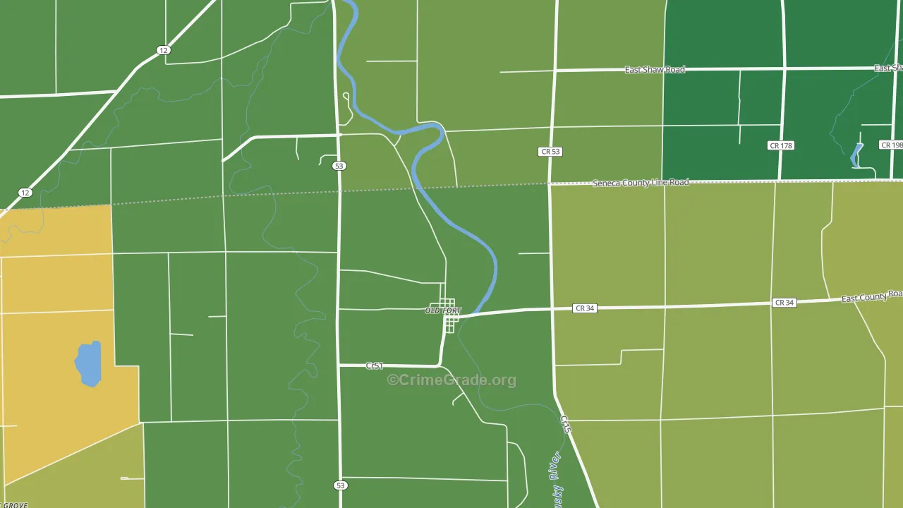 Old Fort, OH Map of Burglary Rates