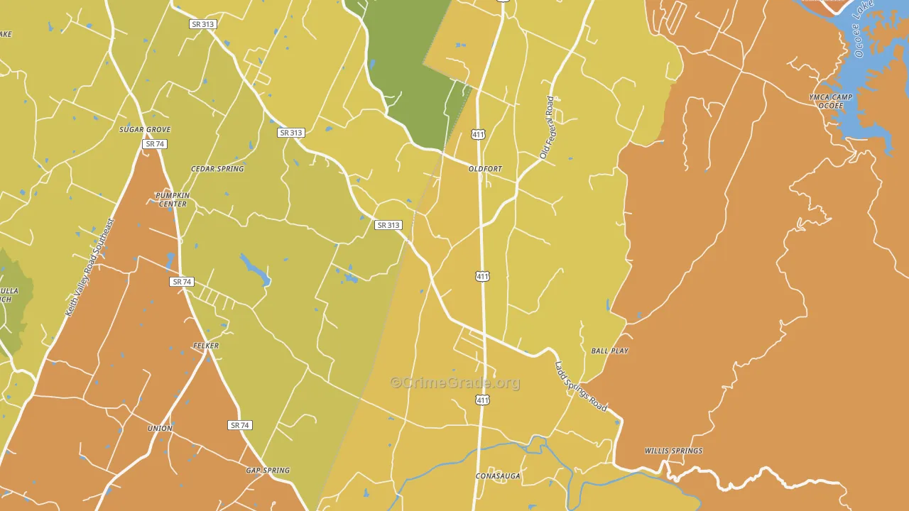 Old Fort, TN Map of Burglary Rates
