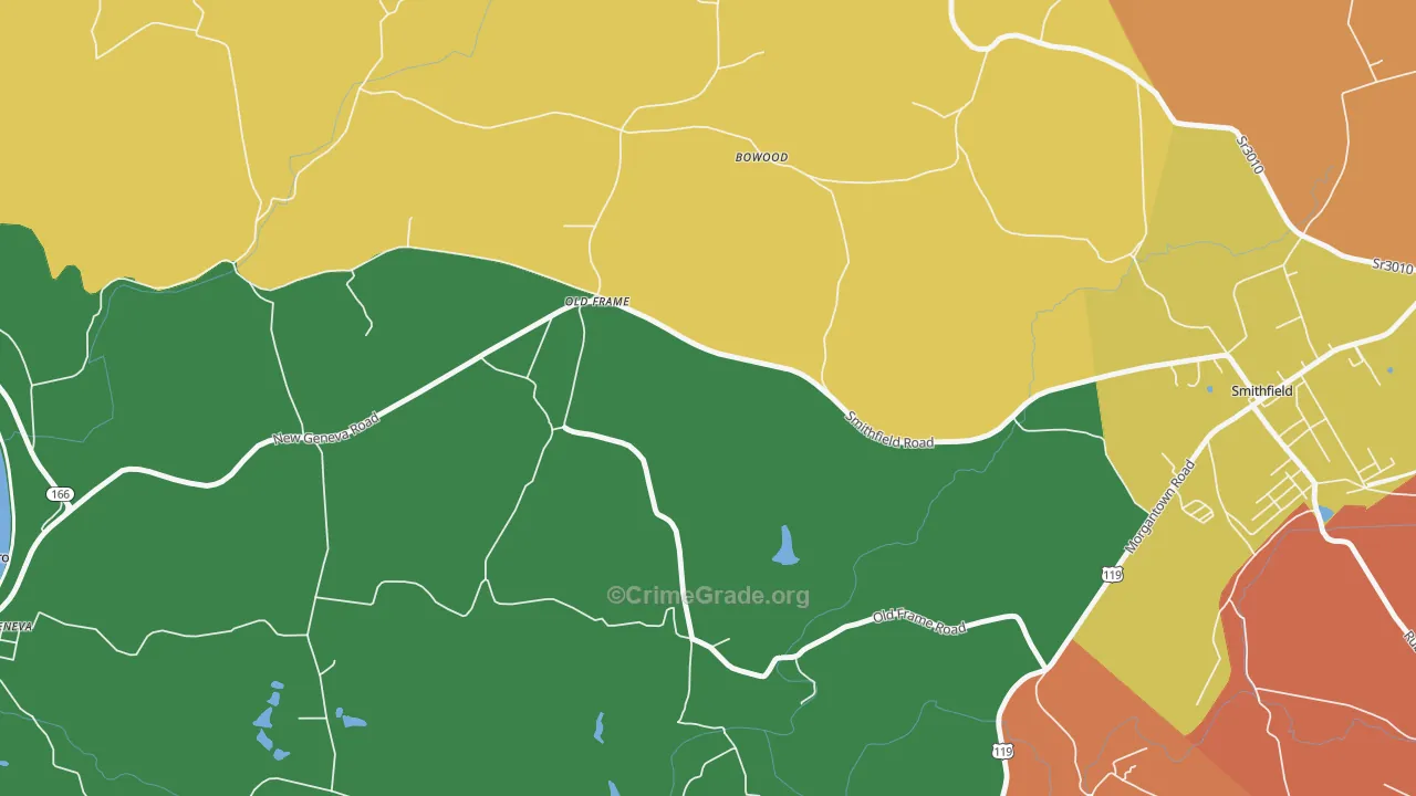 Old Frame, PA Map of Burglary Rates