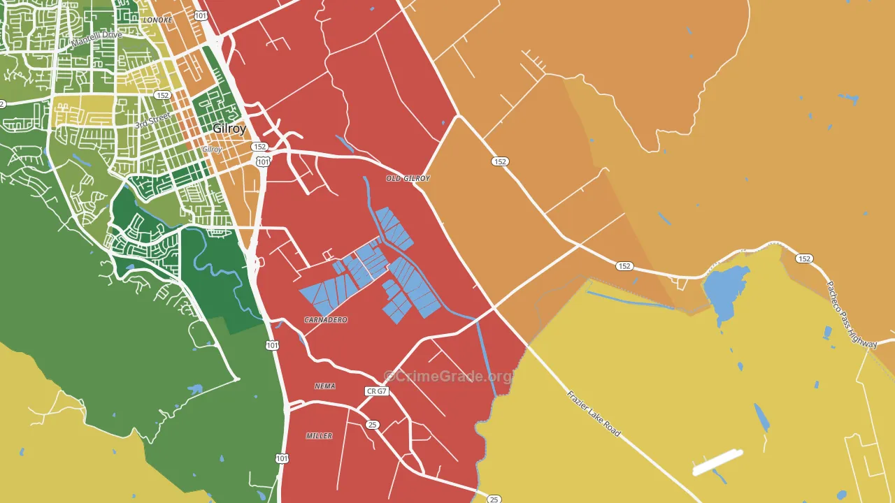 Old Gilroy, CA Map of Burglary Rates
