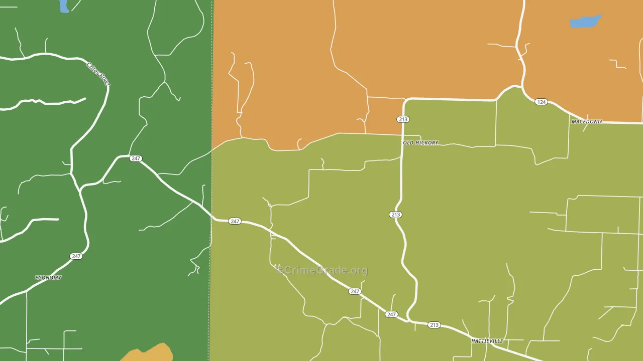 Old Hickory, AR Map of Burglary Rates