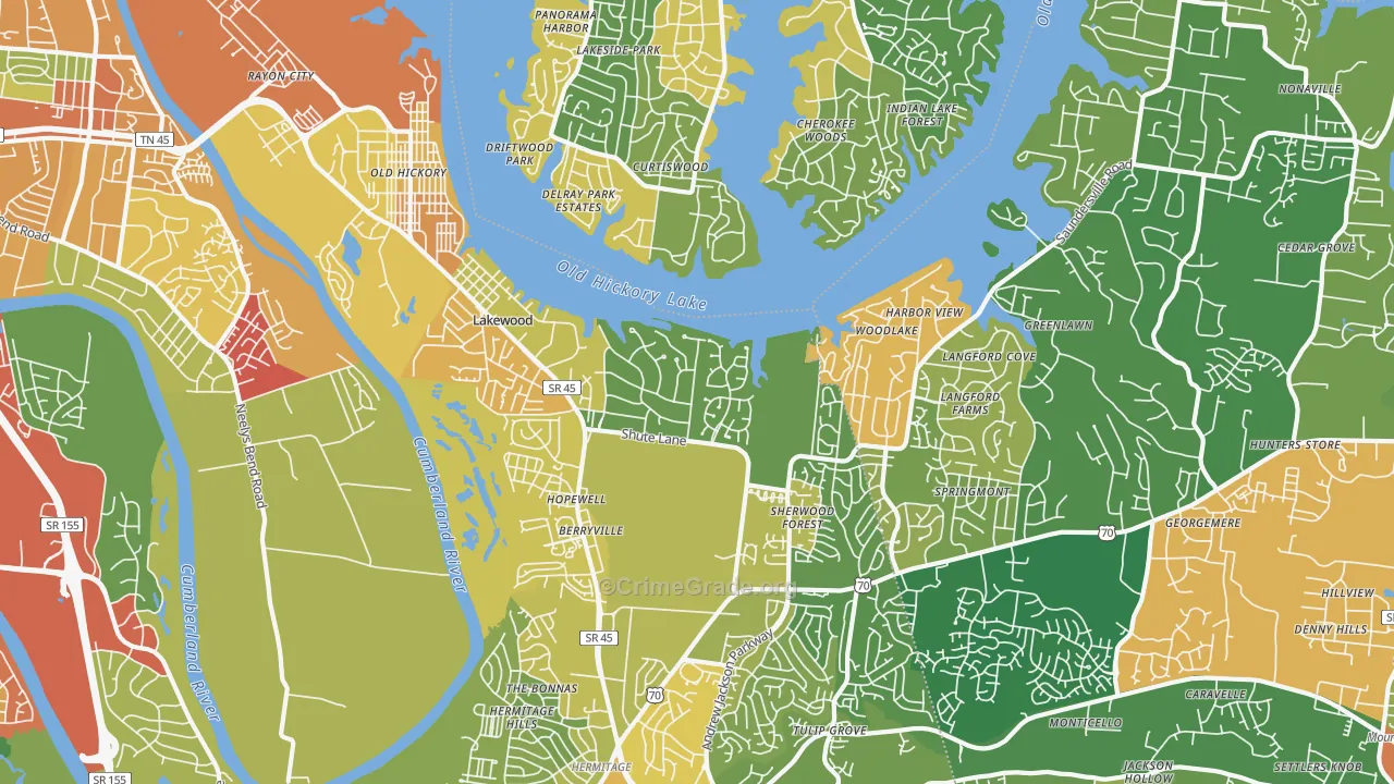 Old Hickory, TN Map of Burglary Rates
