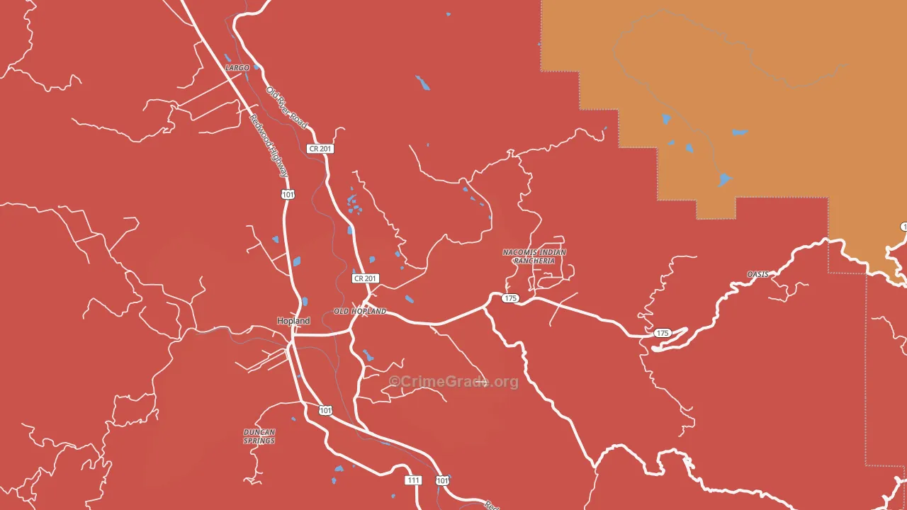Old Hopland, CA Map of Burglary Rates