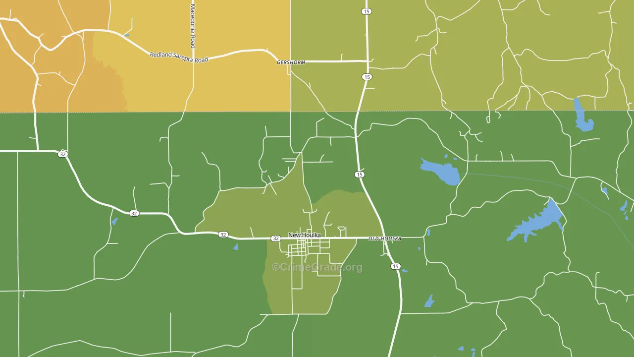 Old Houlka, MS Map of Burglary Rates