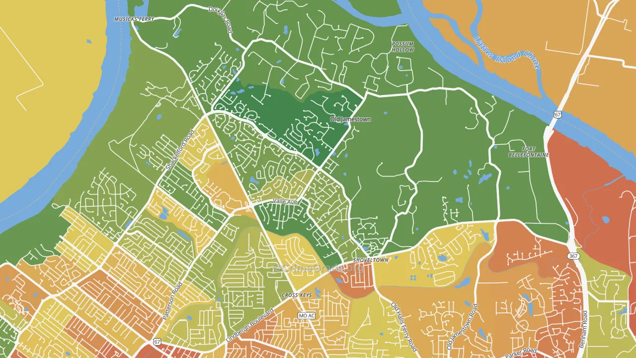 Old Jamestown, MO Map of Burglary Rates