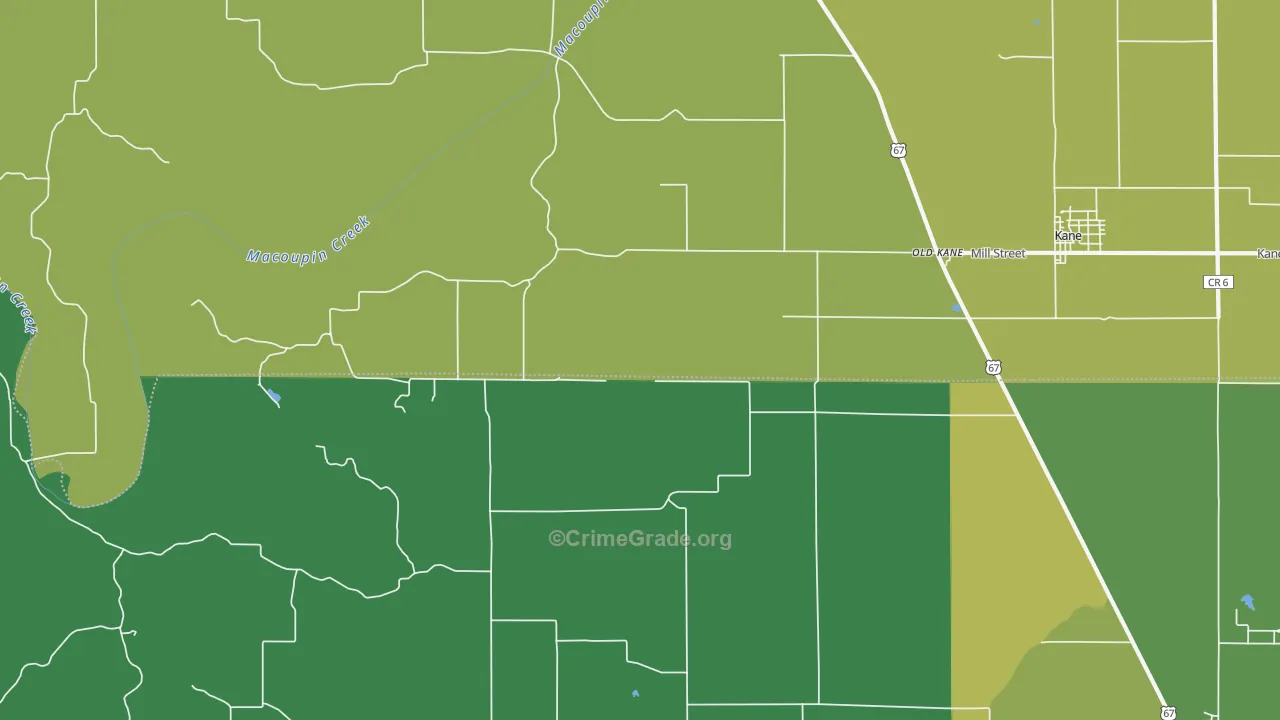Old Kane, IL Map of Burglary Rates