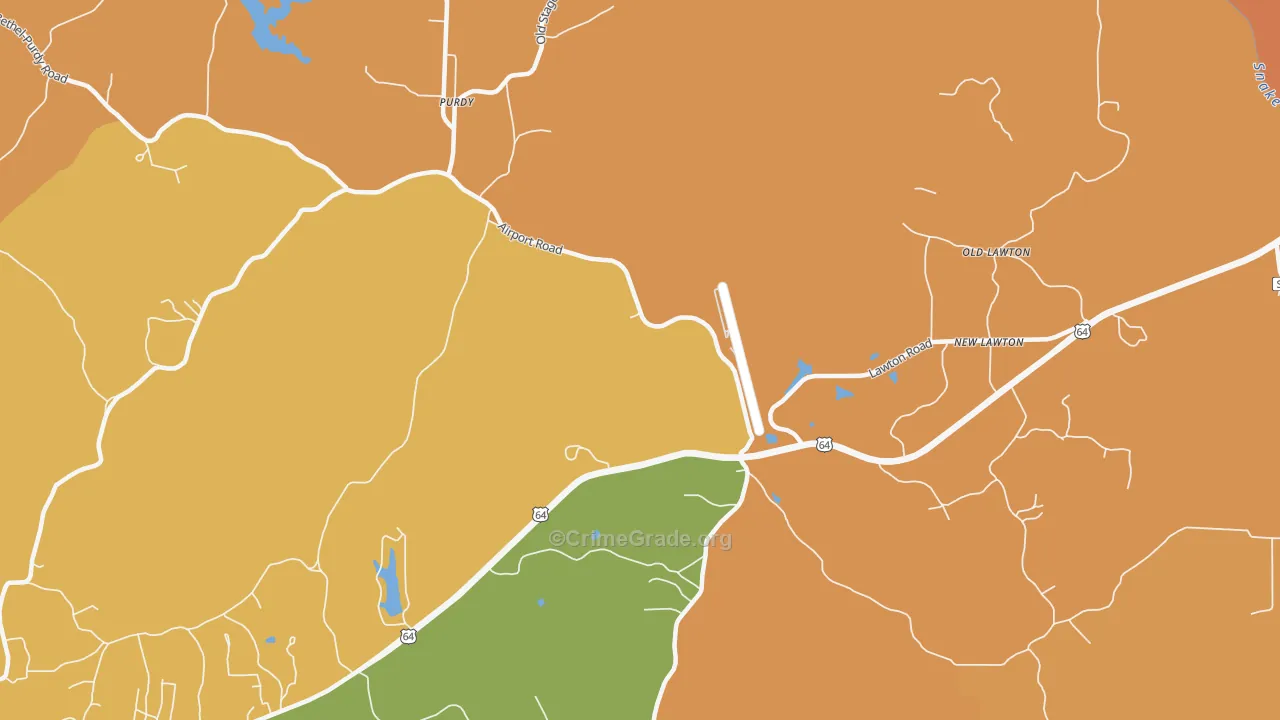 Old Lawton, TN Map of Burglary Rates