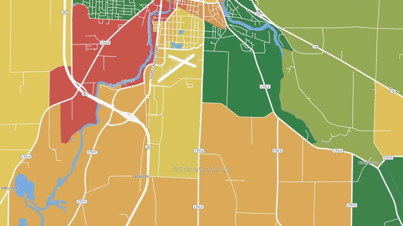 Old Lebanon, WI Map of Burglary Rates