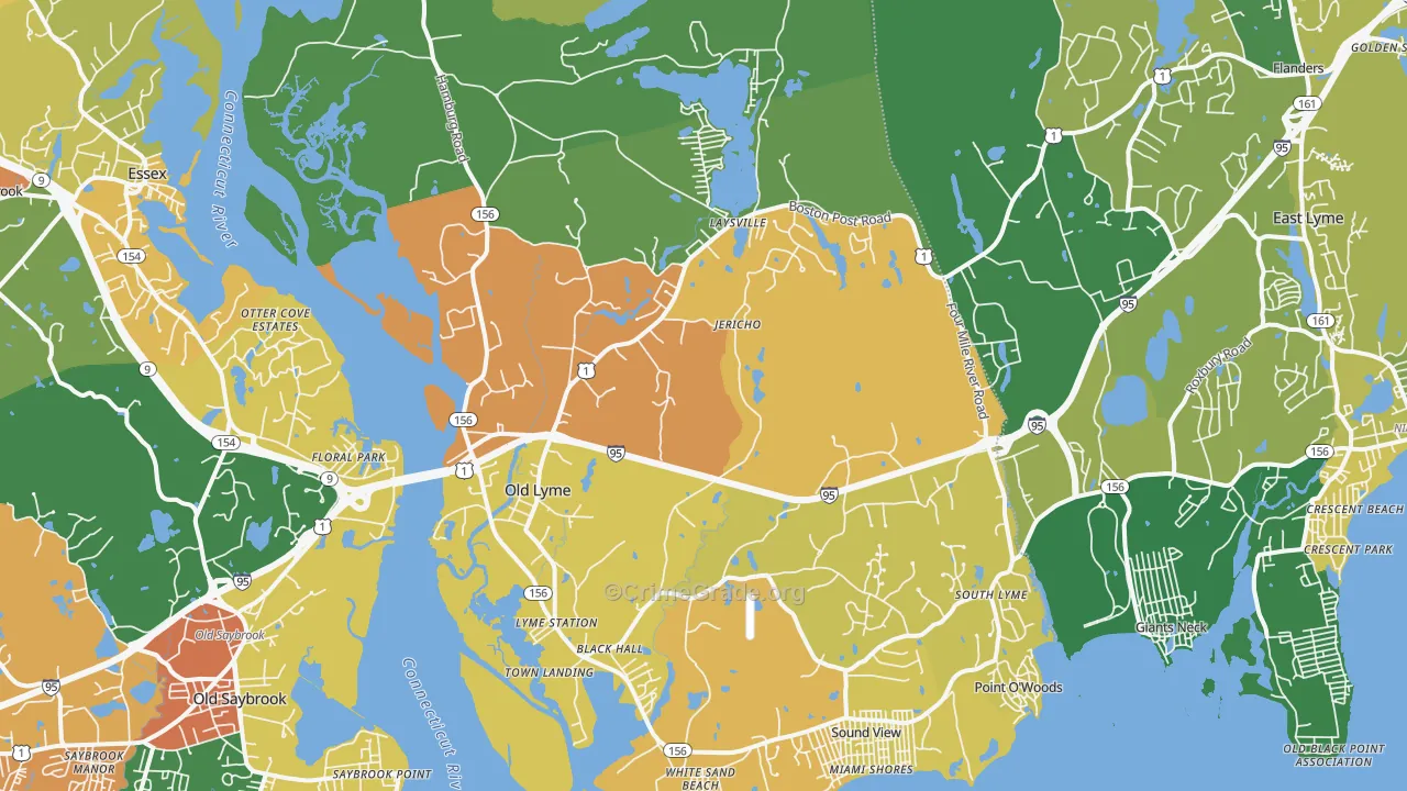 Old Lyme, CT Map of Burglary Rates