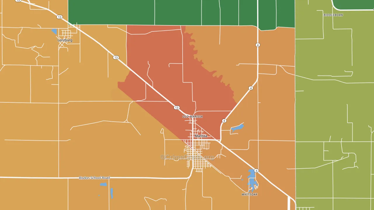 Old Marissa, IL Map of Burglary Rates