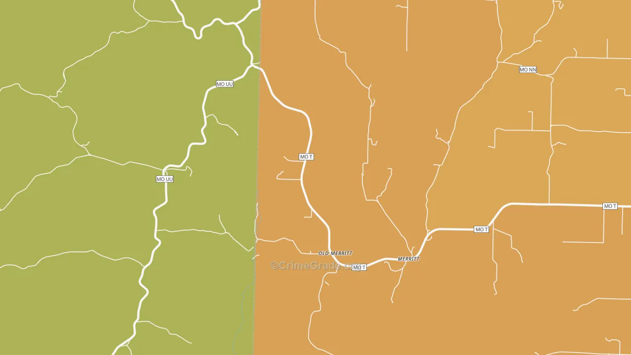 Old Merritt, MO Map of Burglary Rates