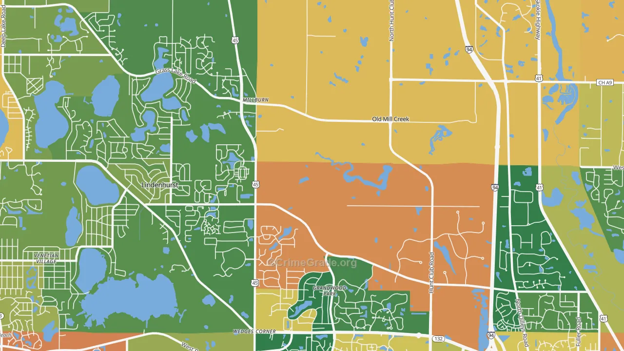 Old Mill Creek, IL Map of Burglary Rates