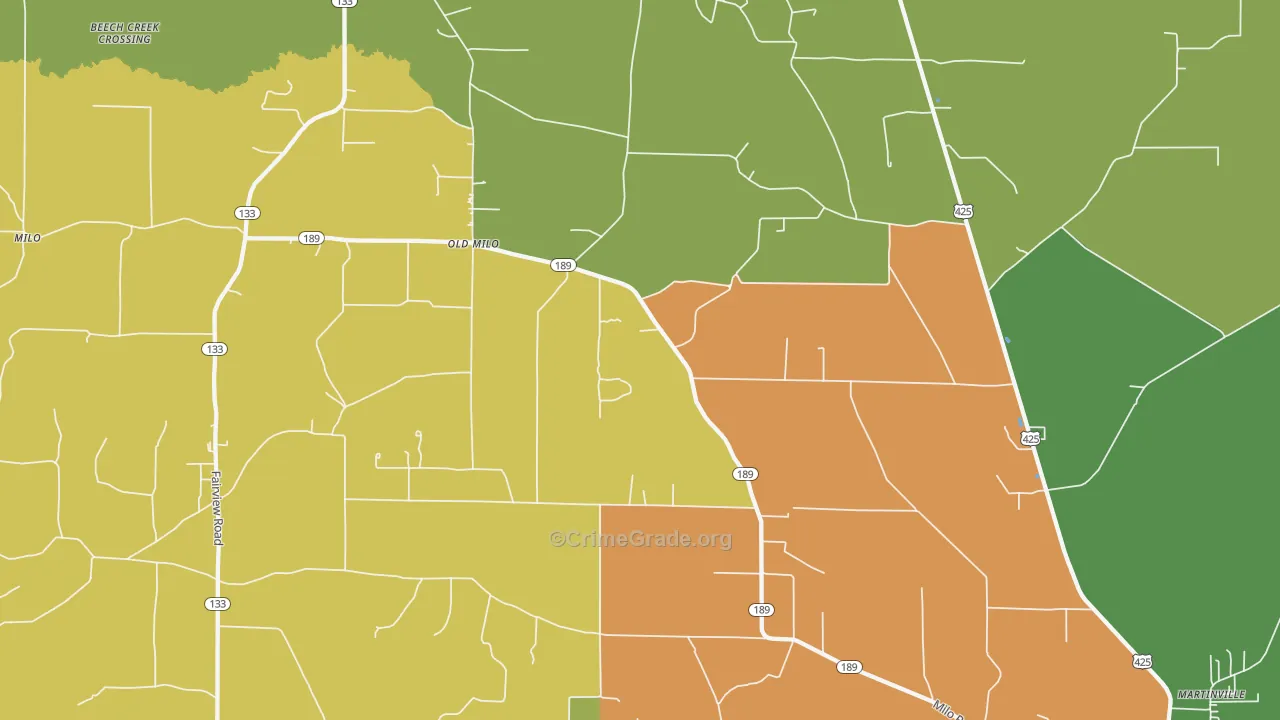 Old Milo, AR Map of Burglary Rates