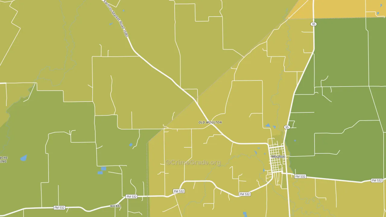 Old Moulton, TX Map of Burglary Rates