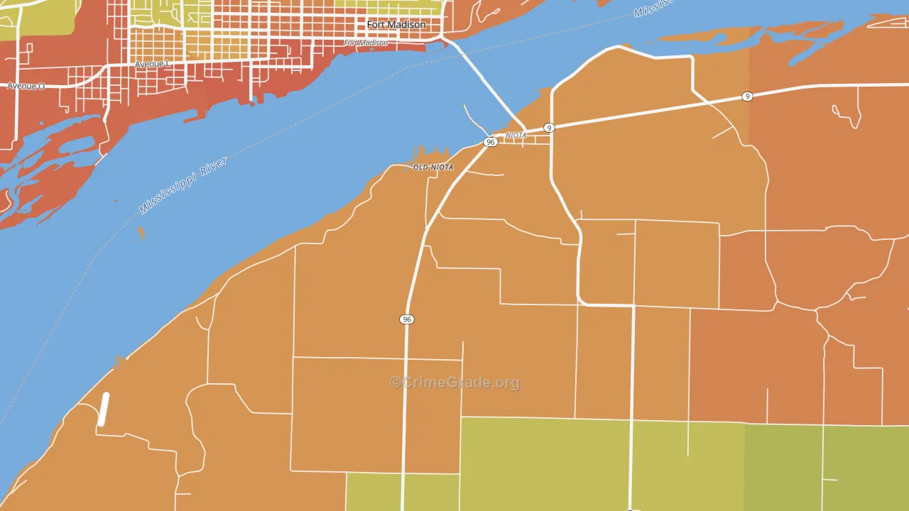 Old Niota, IL Map of Burglary Rates