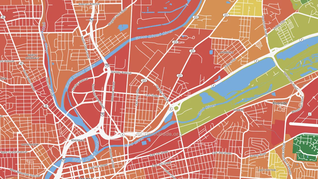Old North Dayton, Dayton, OH Map of Burglary Rates