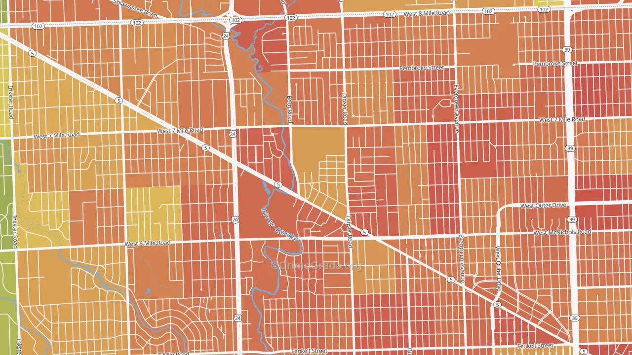 Old Redford, Detroit, MI Map of Burglary Rates
