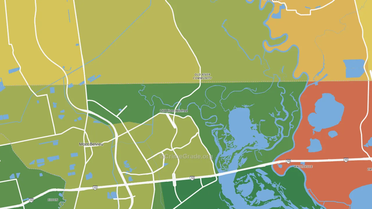 Old River-Winfree, TX Map of Burglary Rates