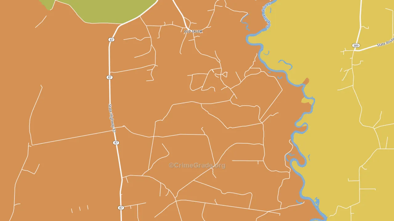 Old Salem, TX Map of Burglary Rates