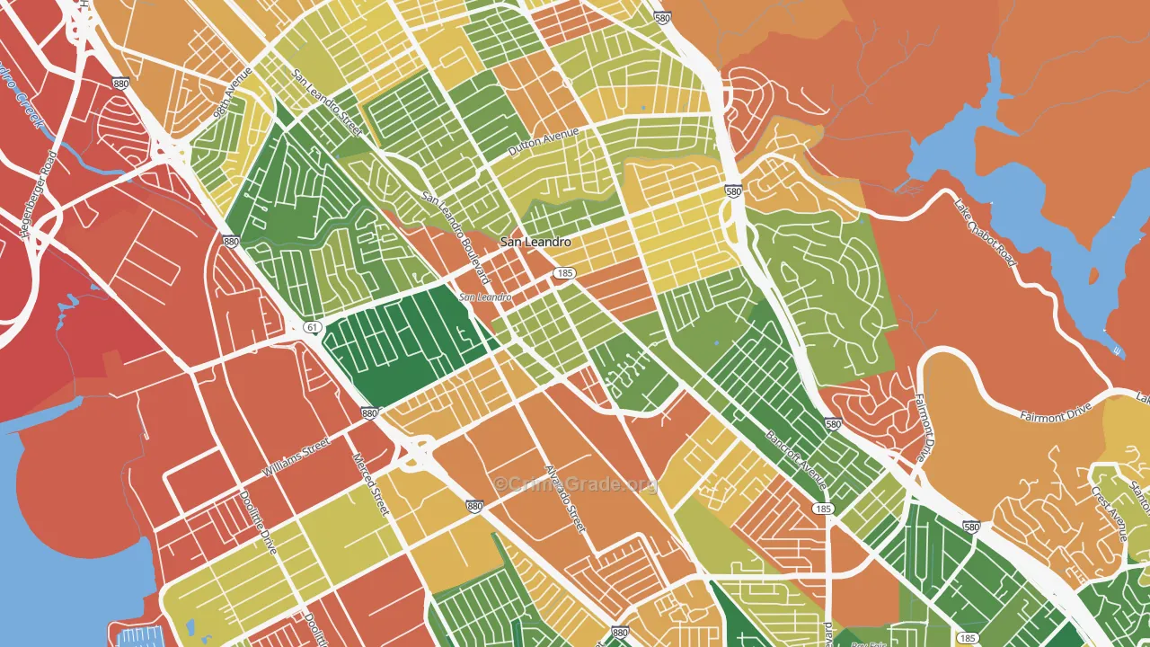 Old San Leandro, San Leandro, CA Map of Burglary Rates