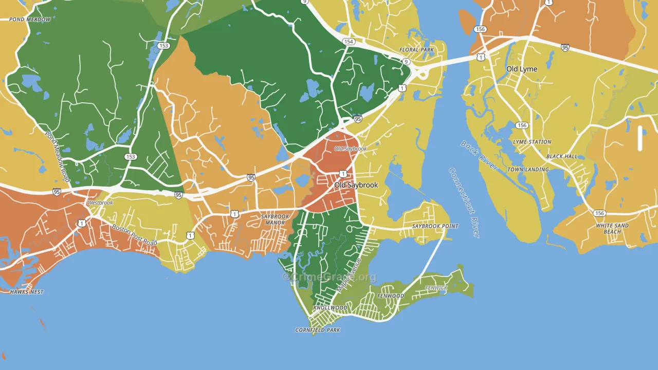 Old Saybrook, CT Map of Burglary Rates