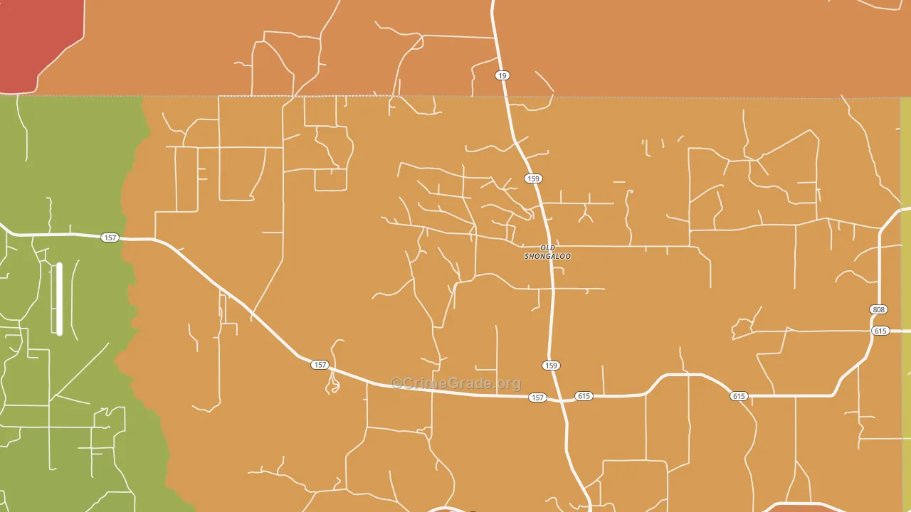 Old Shongaloo, LA Map of Burglary Rates