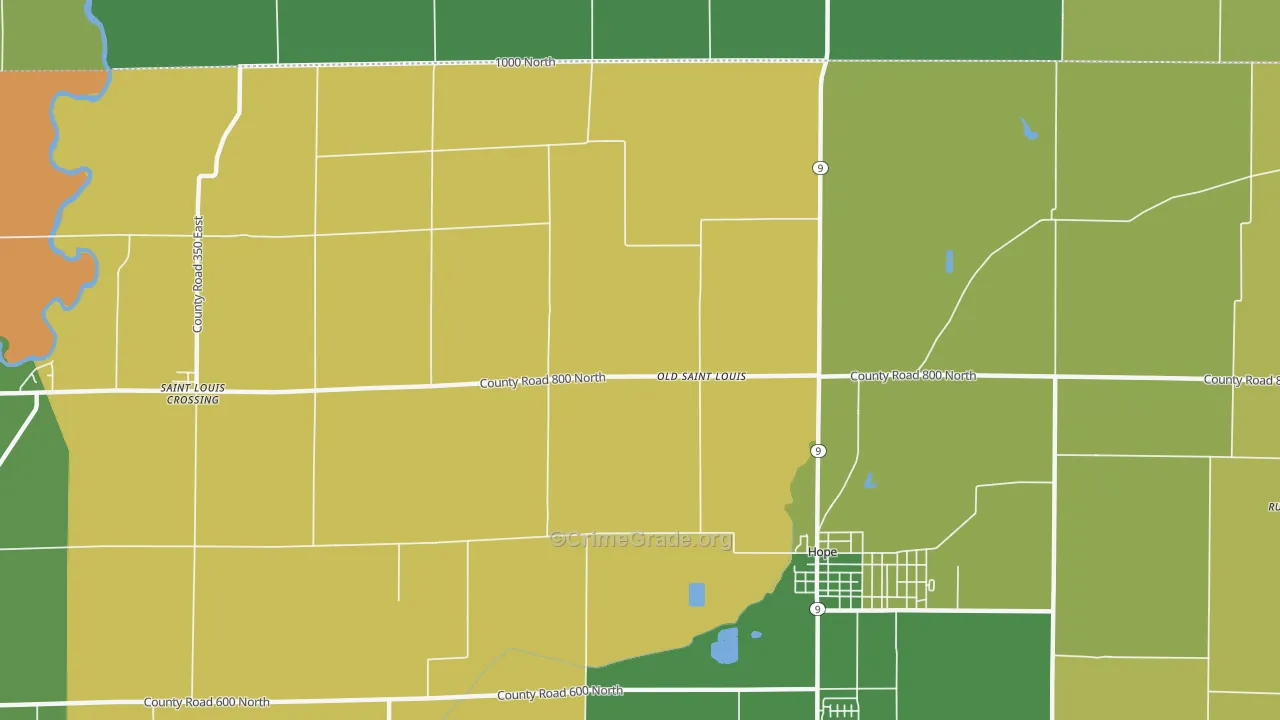 Old St. Louis, IN Map of Burglary Rates