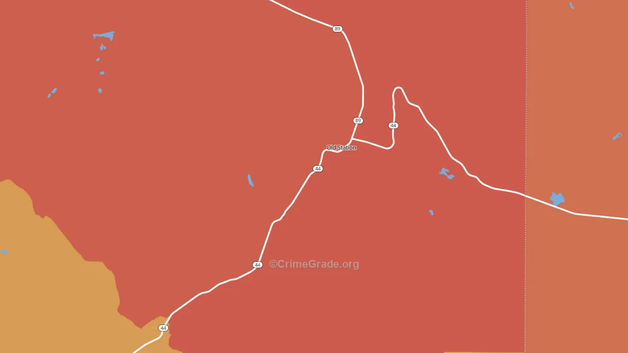 Old Station, CA Map of Burglary Rates
