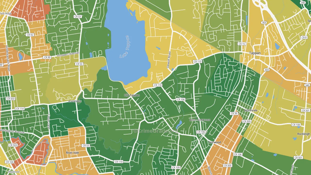 Old Tappan, NJ Map of Burglary Rates