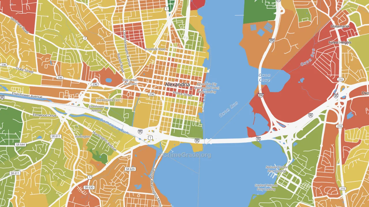 Old Town, Alexandria, VA Map of Burglary Rates