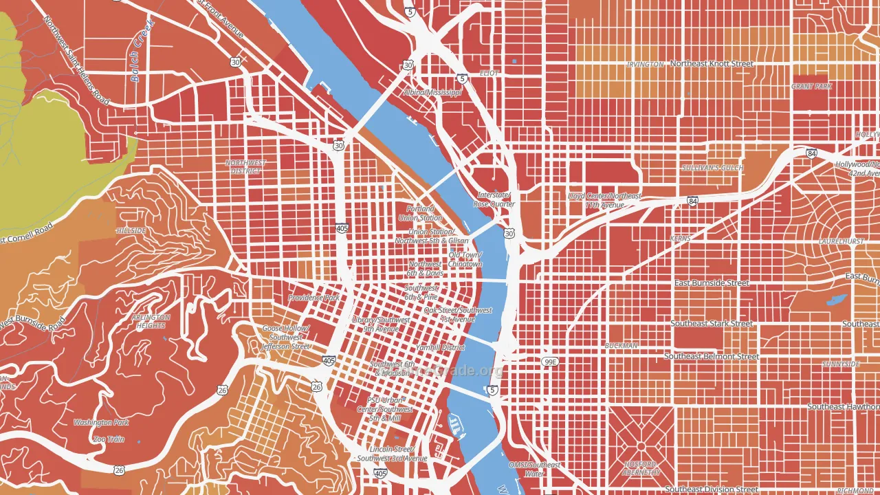 Old Town-Chinatown, Portland, OR Map of Burglary Rates