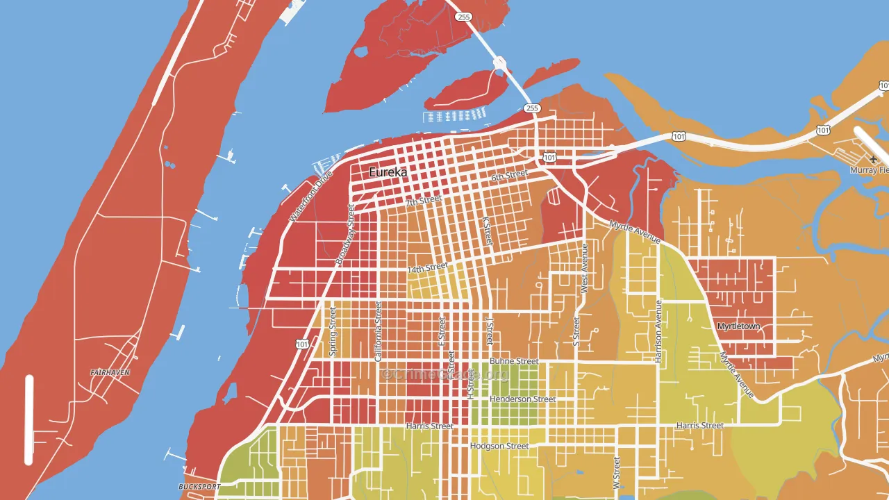 Old Town, Eureka, CA Map of Burglary Rates
