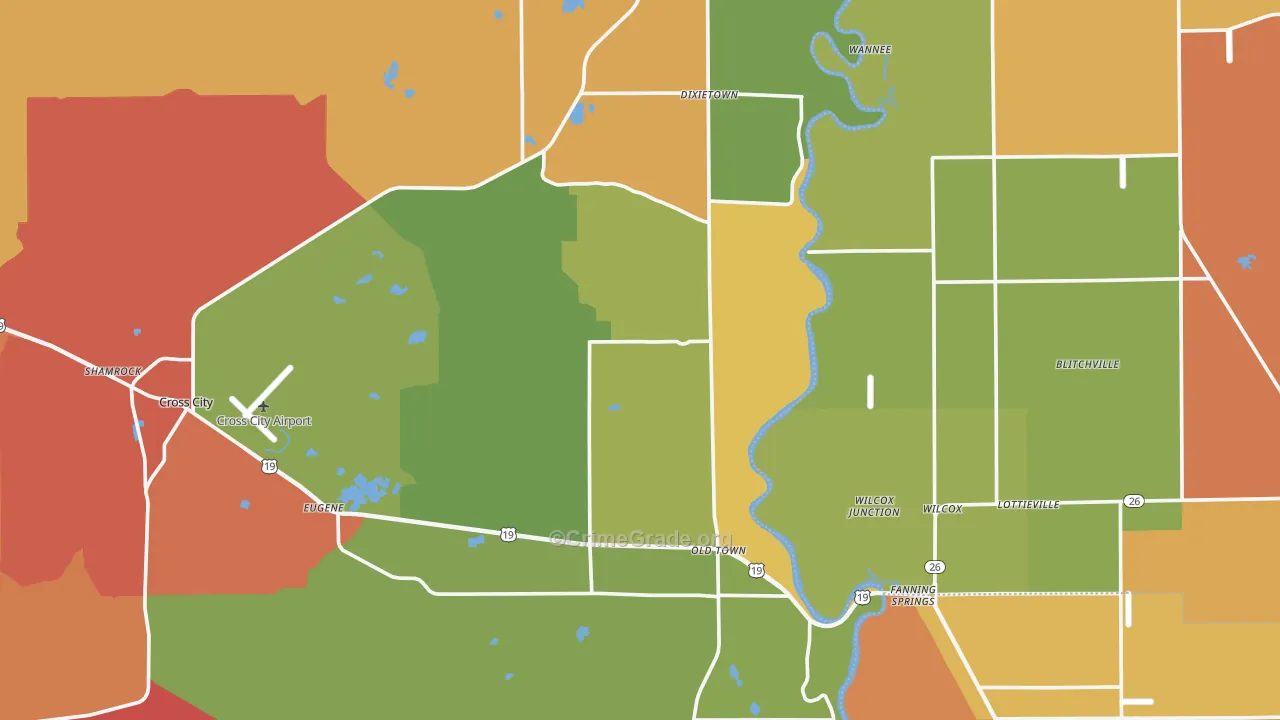 Old Town, FL Map of Burglary Rates