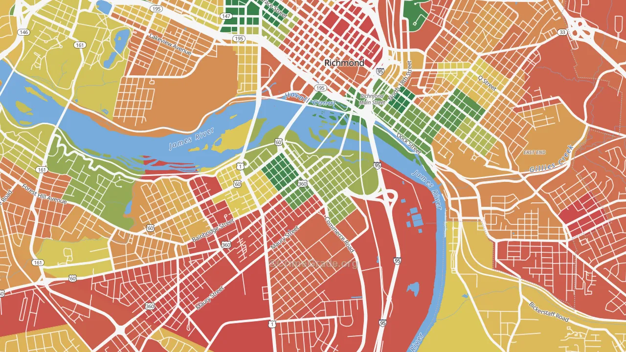 Old Town Manchester, Richmond, VA Map of Burglary Rates