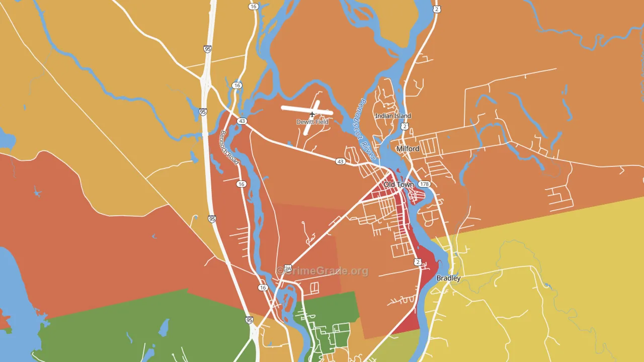 Old Town, ME Map of Burglary Rates