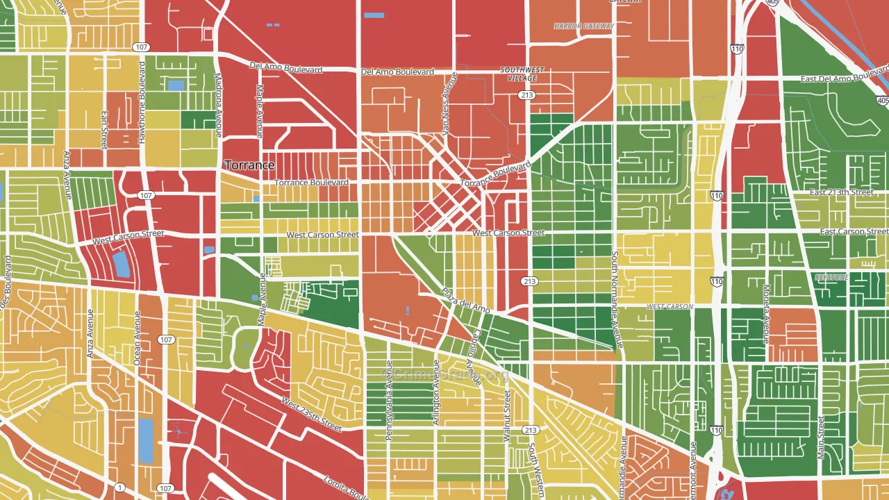Old Town, Torrance, CA Map of Burglary Rates