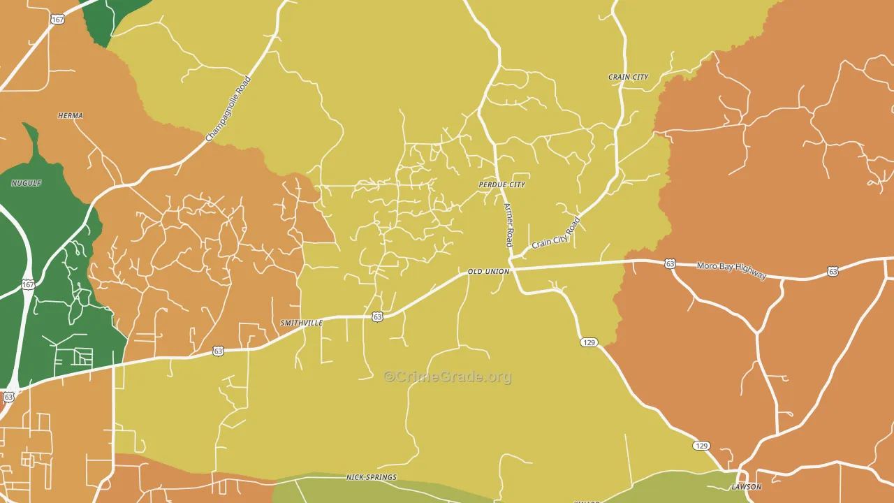 Old Union, AR Map of Burglary Rates
