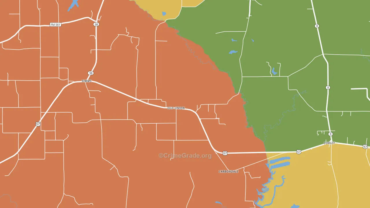 Old Union, TX Map of Burglary Rates