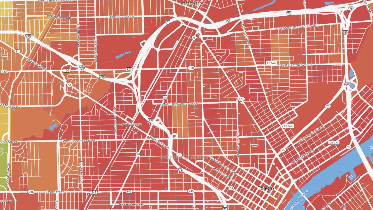 Old West End, Toledo, OH Map of Burglary Rates